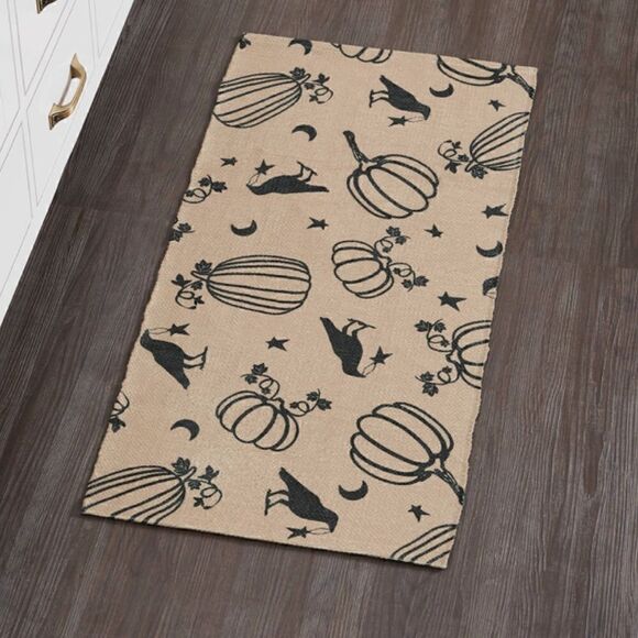 Halloween Raven Harvest Indoor Outdoor Rectangle Throw Rug Country Farmhouse  - Picture 1 of 4